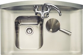 Rangemaster Roma 1.25 Bowl Stainless Steel Sink, Right Hand Drainer.