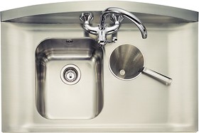 Rangemaster Roma 1.25 Bowl Stainless Steel Sink, Right Hand Drainer. 665mm.