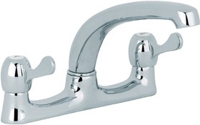 Mayfair Kitchen Alpha Lever Deck Sink Mixer Faucet With Swivel Spout (Chrome).