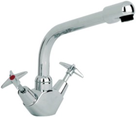 Mayfair Kitchen Alpha X Head Monoblock Kitchen Faucet With Swivel Spout.