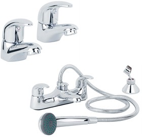 Mayfair Titan Basin & Bath Shower Mixer Faucet Pack (Chrome).