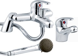 Crown D-Type Basin & Bath Shower Mixer Faucet Set (Chrome).