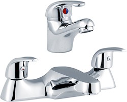 Crown D-Type Basin & Bath Filler Faucet Set (Chrome).