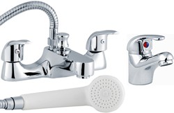 Crown D-Type Basin & Bath Shower Mixer Faucet Set (Chrome).