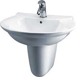 Crown Ceramics Otley 600mm Wall Hung Basin & Semi Pedestal (1 Faucet Hole).