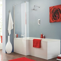 Crown Baths Square Shower Bath With Screen & Panels (Left Handed).