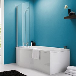 Crown Baths Shower Bath With Screen & Panels (1500mm, Left Handed).
