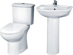 Crown Ceramics Barmby 4 Piece Bathroom Suite With Toilet, Seat & 600mm Basin.