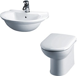 Crown Ceramics Otley Suite With Back To Wall Pan, Seat, Recessed Basin.