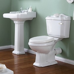 Crown Ceramics Legend 4 Piece Bathroom Suite, 580mm Basin (2 Faucet Holes).