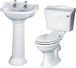 Crown Ceramics Ryther 4 Piece Bathroom Suite With 500mm Basin (2 Faucet Holes).