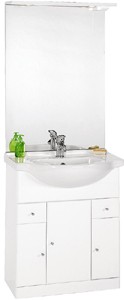 daVinci 750mm Contour Vanity Unit with ceramic basin, mirror and lights.