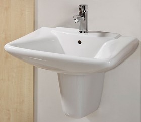 Maya 1 Faucet Hole Basin with Semi Pedestal.