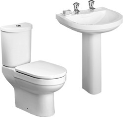 RAK Charlton 4 Piece Bathroom Suite With 2 Faucet Hole Basin.