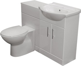 Roma Furniture Complete Vanity Suite In White, Right Handed. 1125x830x300mm.