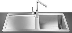 Smeg Sinks 1.0 Bowl Stainless Steel Flush Fit Sink, Left Hand Drainer.