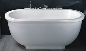 Hydra Pro Freestanding Back to Wall Whirlpool Bath. 1800x950mm.