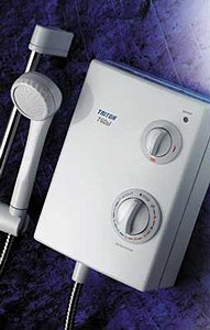 Triton Electric Showers T60i  8kW With Riser Rail Kit In White And Chrome.