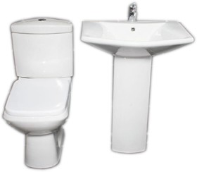 Thames Square designer four piece bathroom suite with 1 faucet hole basin.