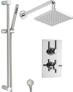 Hudson Reed Tec Twin Thermostatic Shower Valve, Diverter, Head & Slide Rail.