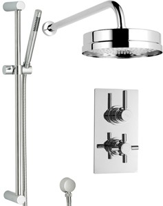 Hudson Reed Tec Twin Thermostatic Shower Valve, Diverter, Head & Slide Rail.