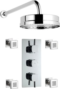 Hudson Reed Kia Triple Thermostatic Shower Valve, Head & Jets.