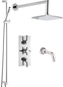 Hudson Reed Tec Triple Thermostatic Shower Valve, Spout, Head & Slide Rail Kit.