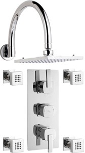 Hudson Reed Arcade Triple Thermostatic Shower Valve, Head & Jets.