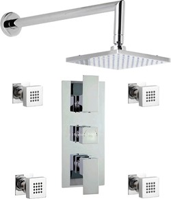 Hudson Reed Aspire Triple Thermostatic Shower Valve, Shower Head & Jets.