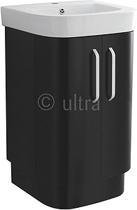 Ultra Carlton Vanity Unit With Ceramic Basin (Black). 500x850x450mm.