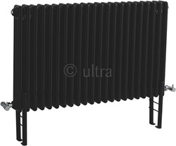 Ultra Colosseum Triple Column Radiator With Legs (Black). 1011x600mm.