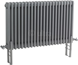 Ultra Colosseum Triple Column Radiator With Legs (Silver). 1011x600mm.