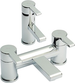 Hudson Reed Icon Basin Mixer & Bath Filler Faucet Set (Chrome).