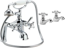 Hudson Reed Jade Basin Faucets & Bath Shower Mixer Faucet Set With Cross Heads.