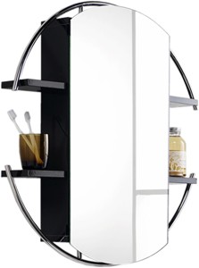 Hudson Reed Sphere Round Mirror Cabinet & Shelves (Black).  740mm.