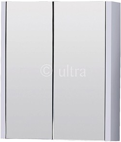 Ultra Lux Mirror Bathroom Cabinet, 2 Doors (White). 600x650x100mm.