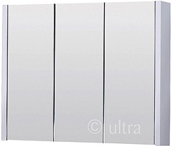 Ultra Lux Mirror Bathroom Cabinet, 3 Doors (White). 900x650x100mm.
