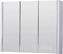 Ultra Lux Mirror Bathroom Cabinet, 3 Doors (White). 900x650x100mm.