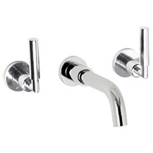 Ultra Helix Lever 3 Faucet hole wall mounted bath filler with small spout.