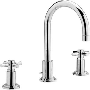 Hudson Reed Tec Cross head 3 Faucet Hole Basin Mixer + Pop Up Waste