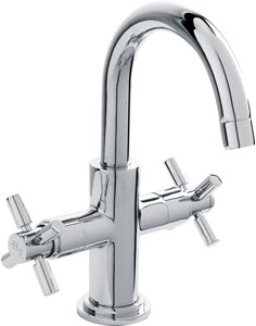 Hudson Reed Tec Basin Faucet With Small Spout, Waste & Cross Handles.