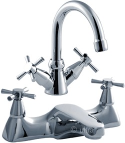 Ultra Riva Basin Mixer & Bath Filler Faucet Set (Chrome).