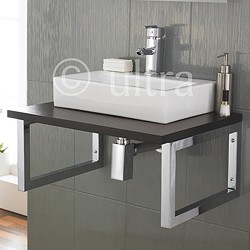 Ultra Vanity Sets Vanity Shelf & Rectangular Basin 600mm (Ebony Brown).