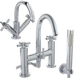 Hudson Reed Tec Basin & Bath Shower Mixer Faucet Set (Free Shower Kit).