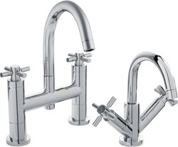 Hudson Reed Tec Basin Mixer & Bath Filler Faucet Set (Chrome).