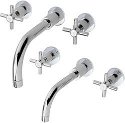 Hudson Reed Tec Wall Mounted Basin & Bath Faucet Set (Chrome).