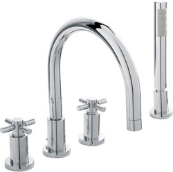 Hudson Reed Tec 4 Faucet Hole Bath Shower Mixer Faucet With Large Spout & Retainer