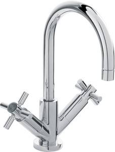 Hudson Reed Tec Basin Faucet With Large Spout, Waste & Cross Handles.
