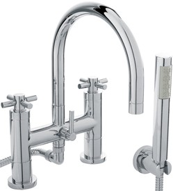 Hudson Reed Tec Bath Shower Mixer Faucet, Large Spout & Cross Handles.