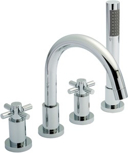 Hudson Reed Tec 4 Faucet Hole Bath Shower Mixer Faucet With Small Spout & Retainer